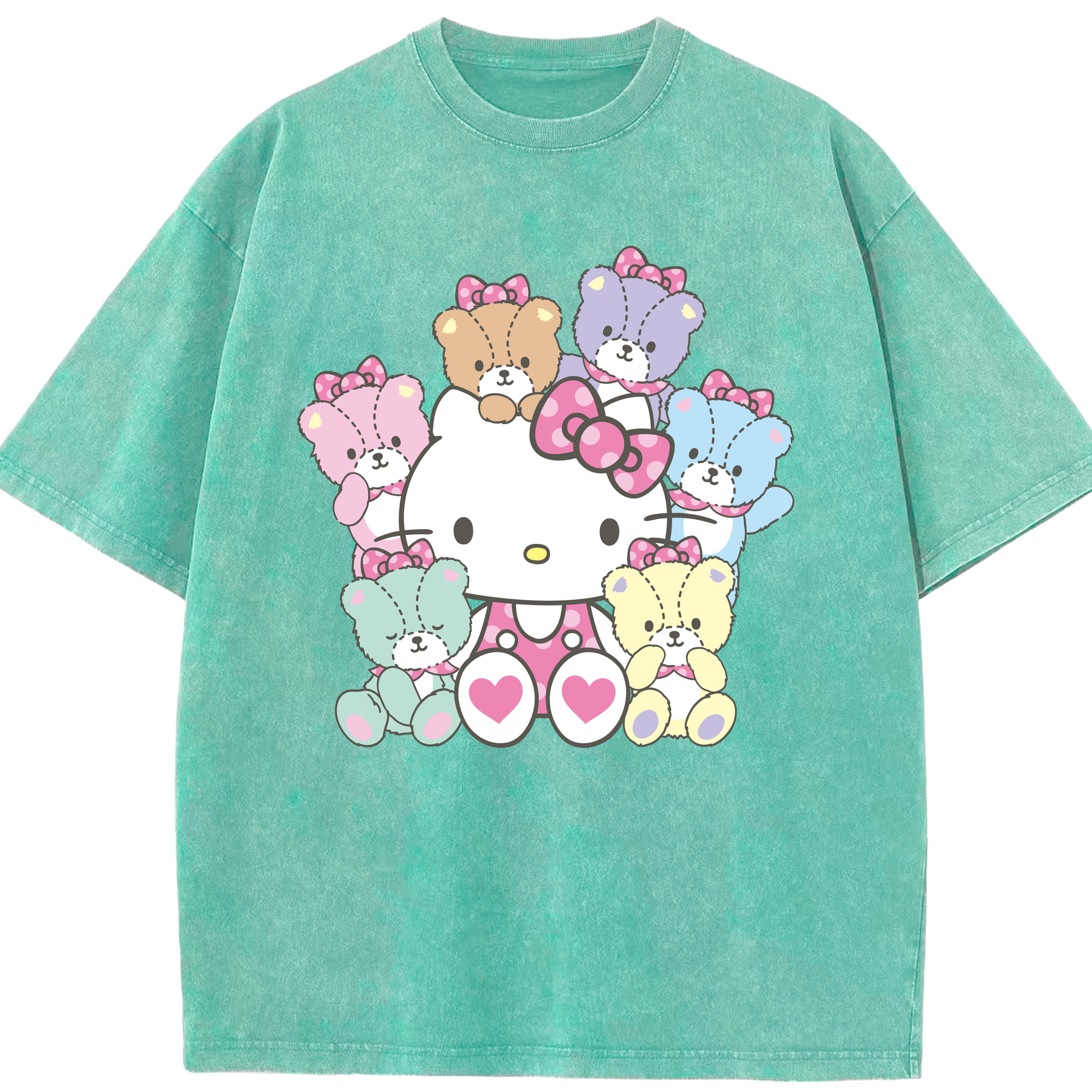 （画像用） Hello Kitty ハローキティ 綿100% ヴィンテージ風 半袖Tシャツ（フロントプリント）